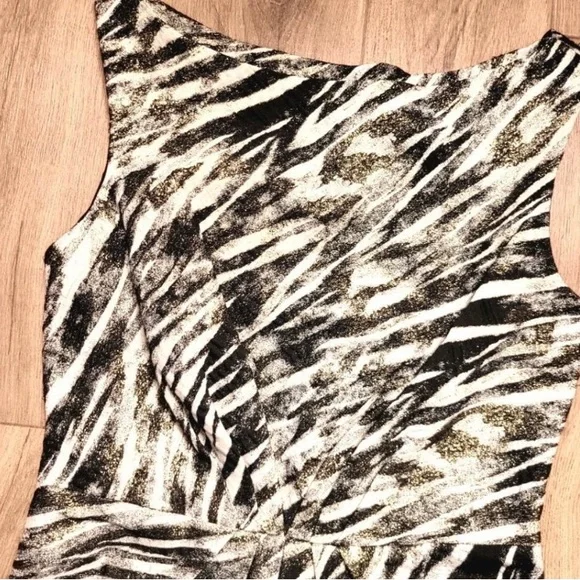 - Badgley Mischka CollectionZebra Print Dress Gold Black Size 6